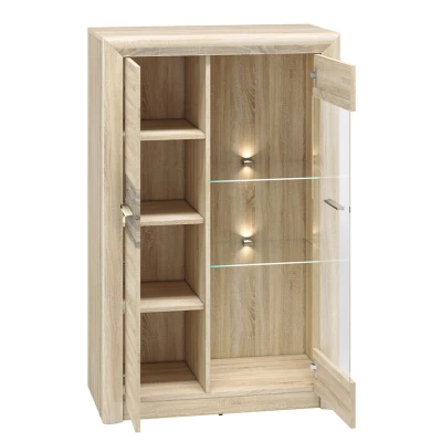 Prosklená vitrína KAELA - světlý dub sonoma / sonoma lanýž