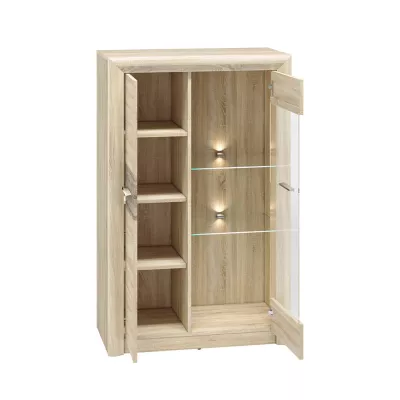 Prosklená vitrína KAELA - světlý dub sonoma / sonoma lanýž