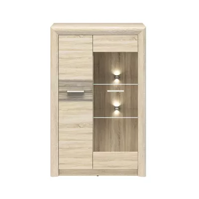 Prosklená vitrína KAELA - světlý dub sonoma / sonoma lanýž