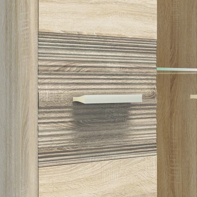 Prosklená vitrína KAELA - světlý dub sonoma / sonoma lanýž