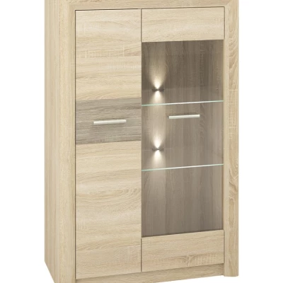 Prosklená vitrína KAELA - světlý dub sonoma / sonoma lanýž