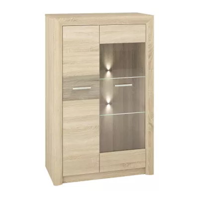 Prosklená vitrína KAELA - světlý dub sonoma / sonoma lanýž