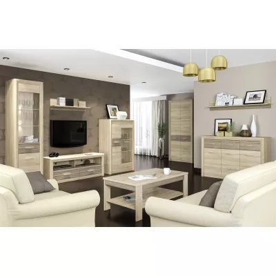 Prosklená vitrína KAELA - světlý dub sonoma / sonoma lanýž