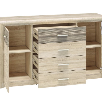 Široká kombinovaná komoda KAELA - světlý dub sonoma / sonoma lanýž