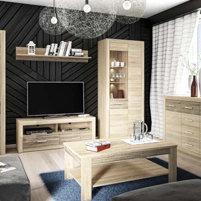 Široká kombinovaná komoda KAELA - světlý dub sonoma / sonoma lanýž