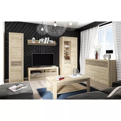 Široká kombinovaná komoda KAELA - světlý dub sonoma / sonoma lanýž