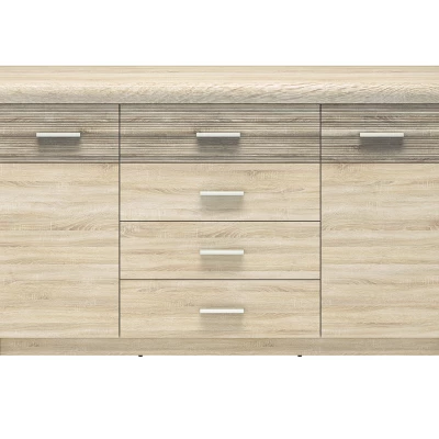 Široká kombinovaná komoda KAELA - světlý dub sonoma / sonoma lanýž