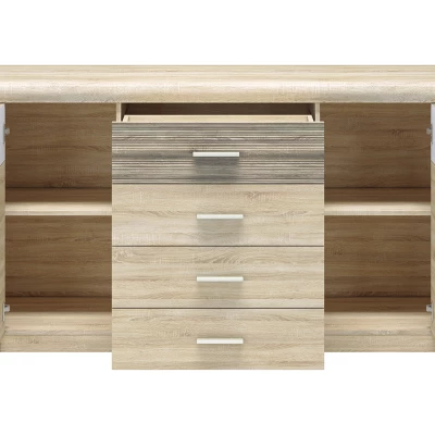 Široká kombinovaná komoda KAELA - světlý dub sonoma / sonoma lanýž