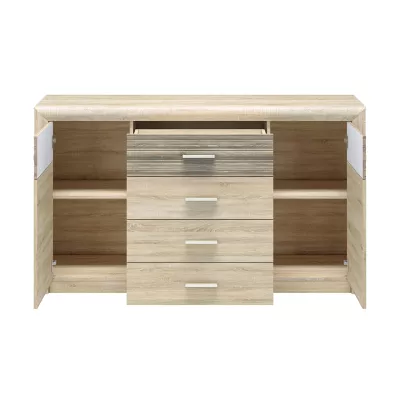 Široká kombinovaná komoda KAELA - světlý dub sonoma / sonoma lanýž