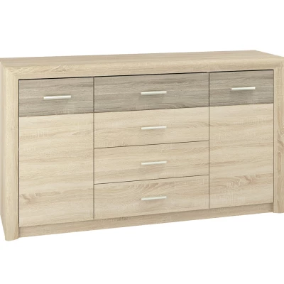 Široká kombinovaná komoda KAELA - světlý dub sonoma / sonoma lanýž