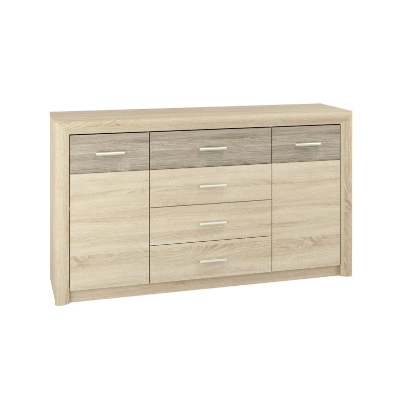 Široká kombinovaná komoda KAELA - světlý dub sonoma / sonoma lanýž