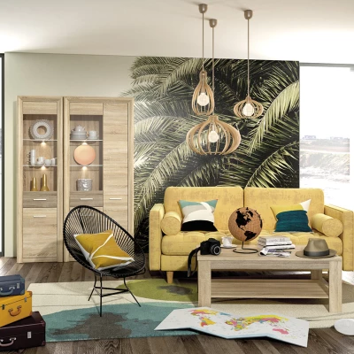 Široká kombinovaná komoda KAELA - světlý dub sonoma / sonoma lanýž