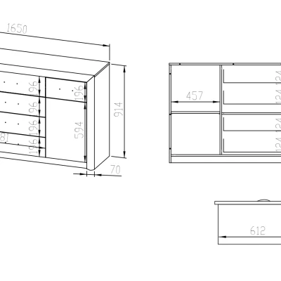 Široká kombinovaná komoda KAELA - světlý dub sonoma / sonoma lanýž
