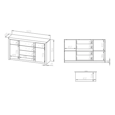 Široká kombinovaná komoda KAELA - světlý dub sonoma / sonoma lanýž