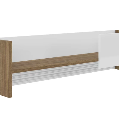 Polička na zeď HANILA - ořech / lesklá bílá