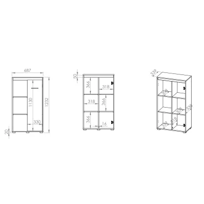 Vysoká komoda GVENDA - světlý dub sonoma