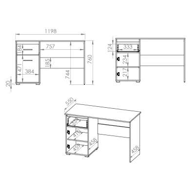 Psací stůl GVENDA - světlý dub sonoma