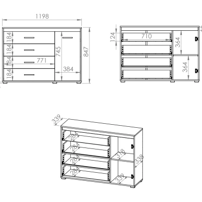 Kombinovaná komoda GVENDA - světlý dub sonoma