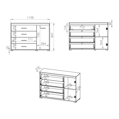 Kombinovaná komoda GVENDA - světlý dub sonoma