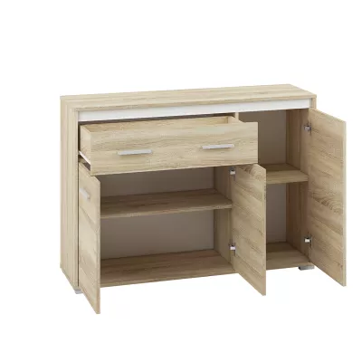 Třídveřová komoda se šuplíkem GVENDA - světlý dub sonoma