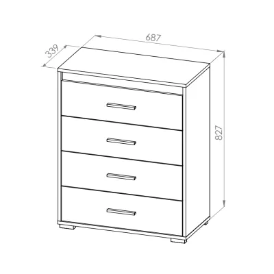 Šuplíková komoda GVENDA - světlý dub sonoma