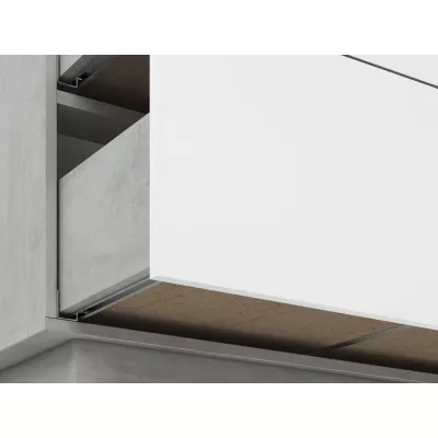 Kombinovaná komoda FIDES - lesklá bílá / stříbrný beton
