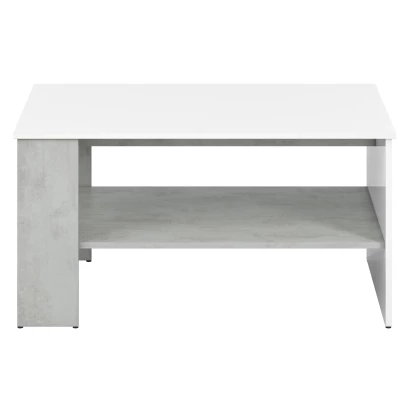 Konferenční stolek FIDES - lesklý bílý / stříbrný beton