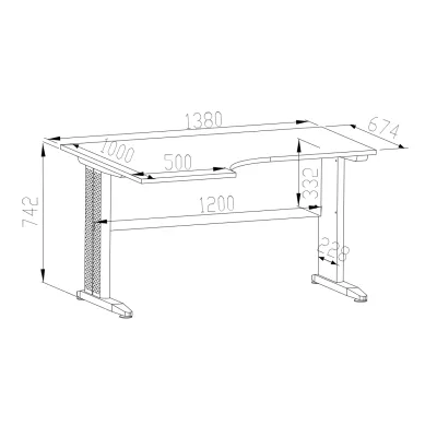 Kancelářský stůl JOLIE - pravý, světlý dub sonoma