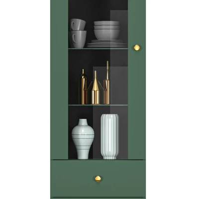 Vitrína s prosklenou částí MAURA - zelená