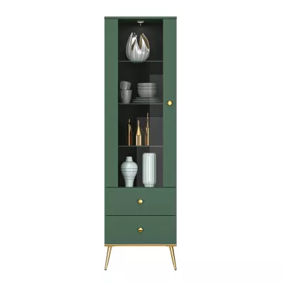 Vitrína s prosklenou částí MAURA - zelená