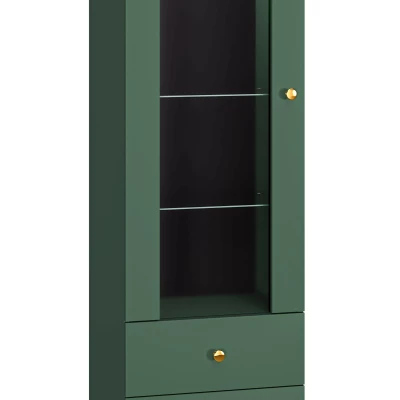 Vitrína s prosklenou částí MAURA - zelená
