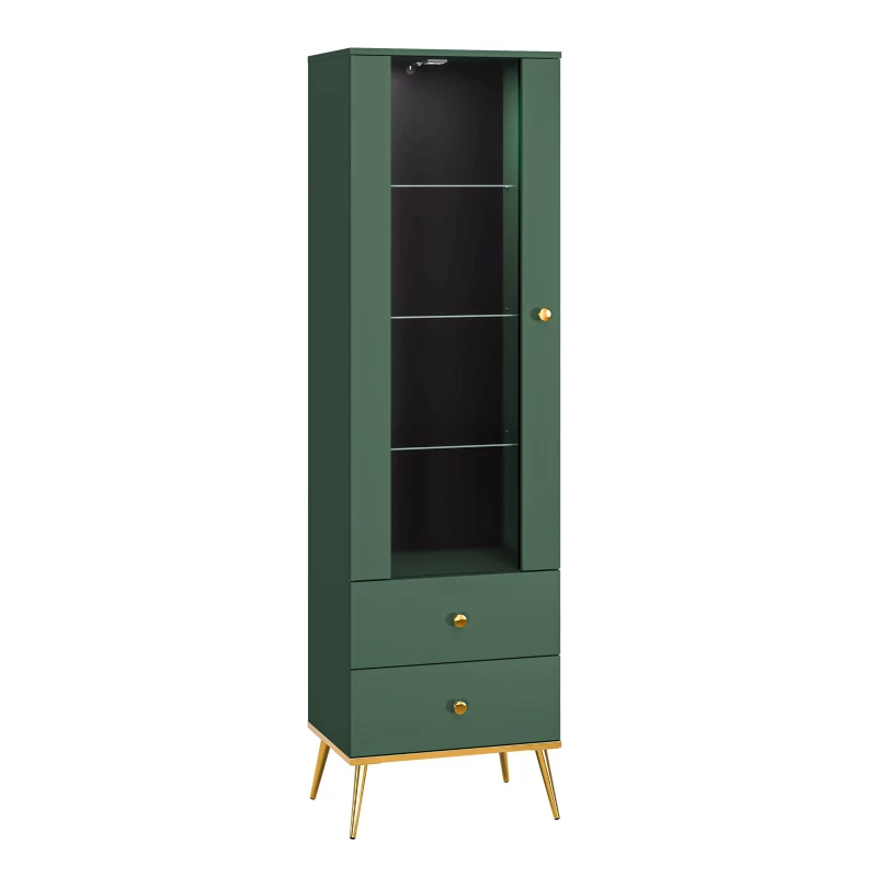 Vitrína s prosklenou částí MAURA - zelená