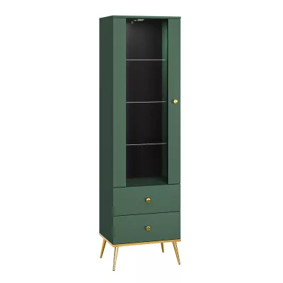 Vitrína s prosklenou částí MAURA - zelená