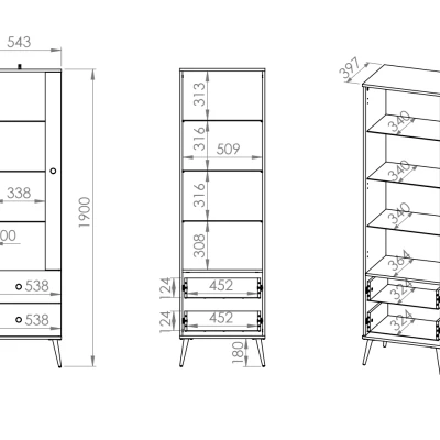 Vitrína s prosklenou částí MAURA - zelená