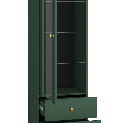 Vitrína s prosklenou částí MAURA - zelená