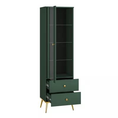 Vitrína s prosklenou částí MAURA - zelená
