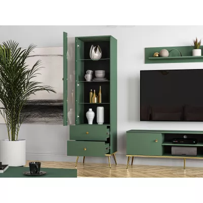 Vitrína s prosklenou částí MAURA - zelená