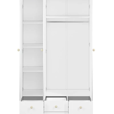 Šatní skříň CHAJA - šířka 117 cm, bílá / buk fjord