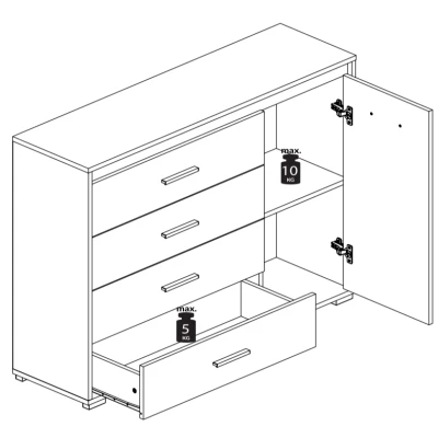Kombinovaná komoda GVENDA - světlý dub sonoma
