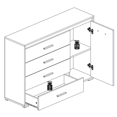 Kombinovaná komoda GVENDA - světlý dub sonoma