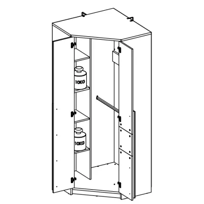 Rohová skříň INNES - šířka 82 cm, buk fjord / bílá / šedá platina