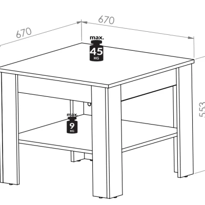 Malý konferenční stolek ILKO - bílá borovice / new grey