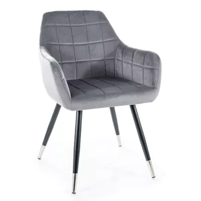 Čalouněná jídelní židle LILO - černá / chrom / šedá