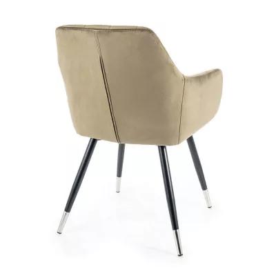 Čalouněná jídelní židle LILO - černá / chrom / olivová