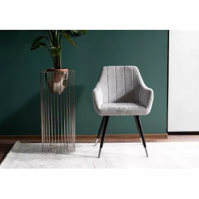 Čalouněná jídelní židle LILO - černá / chrom / světle šedá