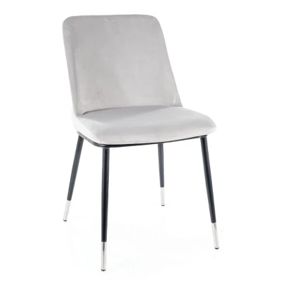Čalouněná jídelní židle LANA - černá / chrom / světle šedá