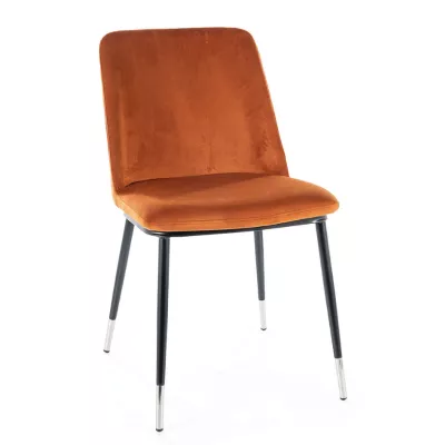 Čalouněná jídelní židle LANA - černá / chrom / skořicová