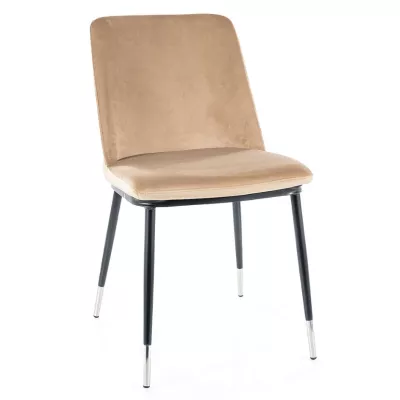 Čalouněná jídelní židle LANA - černá / chrom / béžová