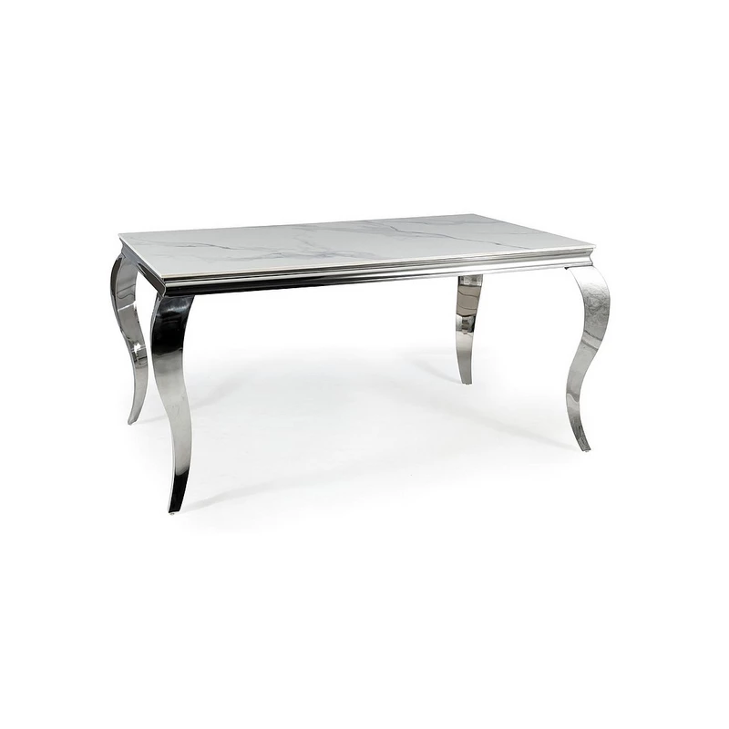 Jídelní stůl PREDRAG - 150x90, bílý / chrom