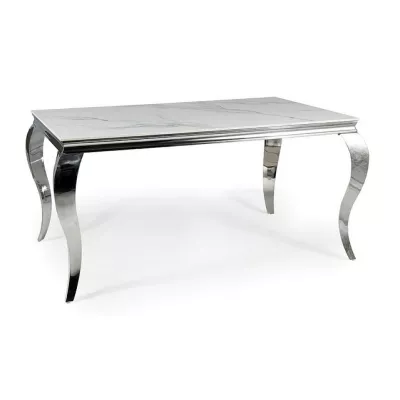 Jídelní stůl PREDRAG - 150x90, bílý / chrom